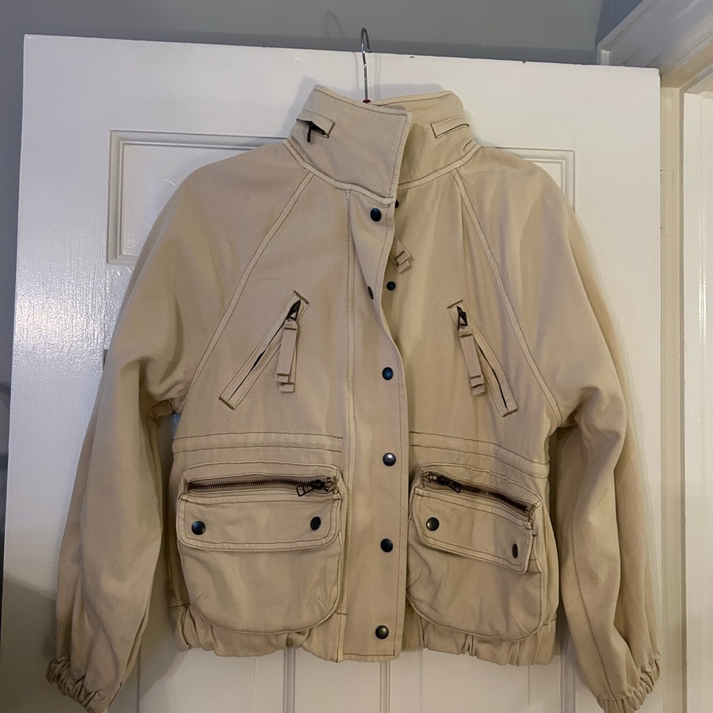 BDG Utility Bomber Jacket in Beige